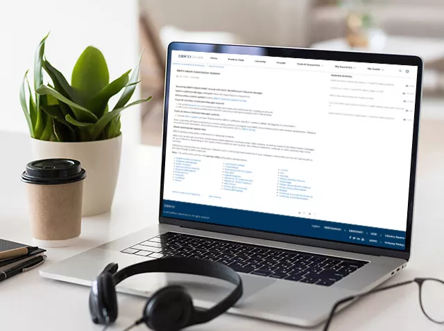 Laptop displaying product FAQs.