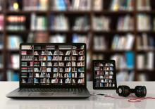 laptop and library